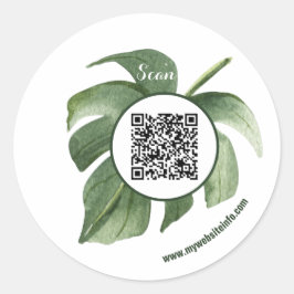 Elegantens Blommigt QR-kod - företag Runt Klistermärke