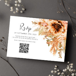 Elegantens Blommigt QR-koden Terracotta Fall Weddi OSA Kort