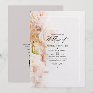 Elegantens Blommigt QR OSA Beach Wedding Inbjudningar