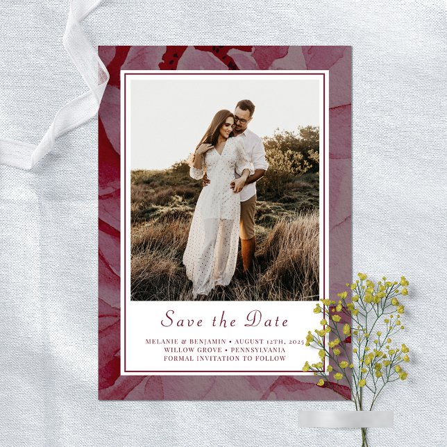 Elegantens Blommigt Romantic Save Date Photo Card Inbjudningar (Elegant Floral Romantic Save The Date Photo Card)