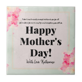 Elegantens Blommigt Rosa Blommor Mors dag Kakelplatta