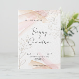 Elegantens Blommigt Rosan Bröllop Inbjudningar