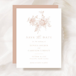 Elegantens Blommigt  Rosan Bröllop spara datum Inbjudningar