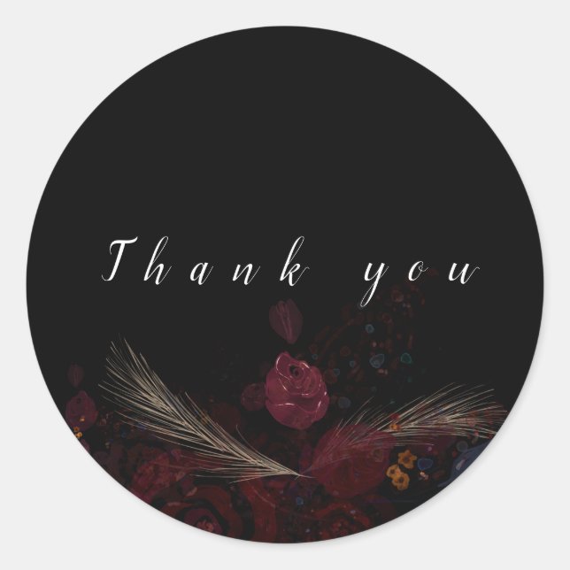 Elegantens blommigt runt klistermärke (Framsida)