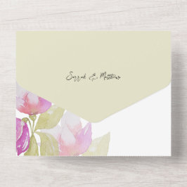 Elegantens Blommigt Sage Grönt och Rosa