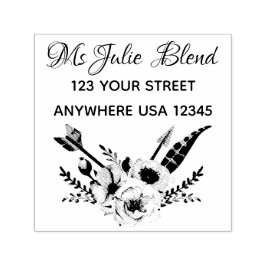 Elegantens Blommigt Självfärgande Stämpel