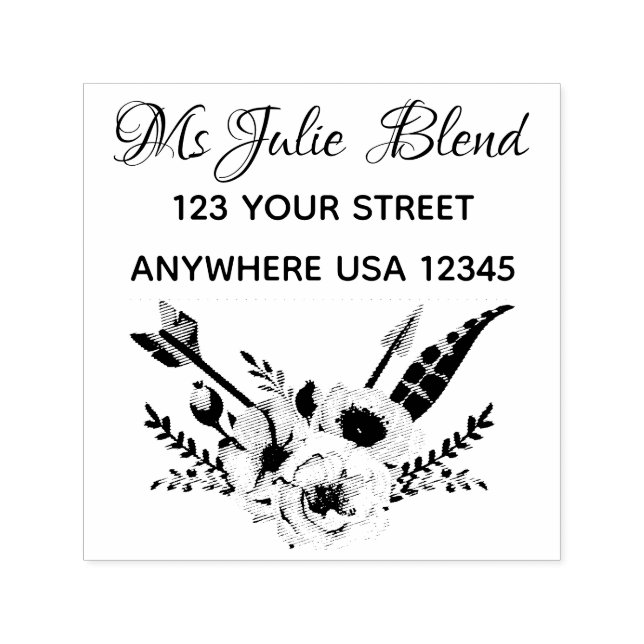 Elegantens Blommigt Självfärgande Stämpel (Design)