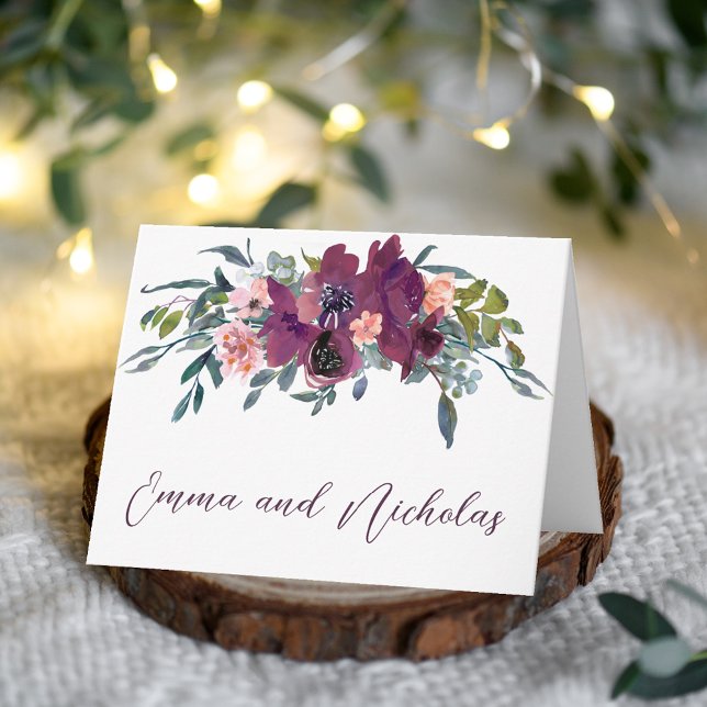 Elegantens Blommigt | Vikt-kort för Lila Rosa Anteckningskort (Skapare uppladdad)