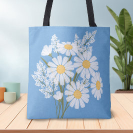 Elegantens Blommigt Vita Daisy på blå Tygkasse