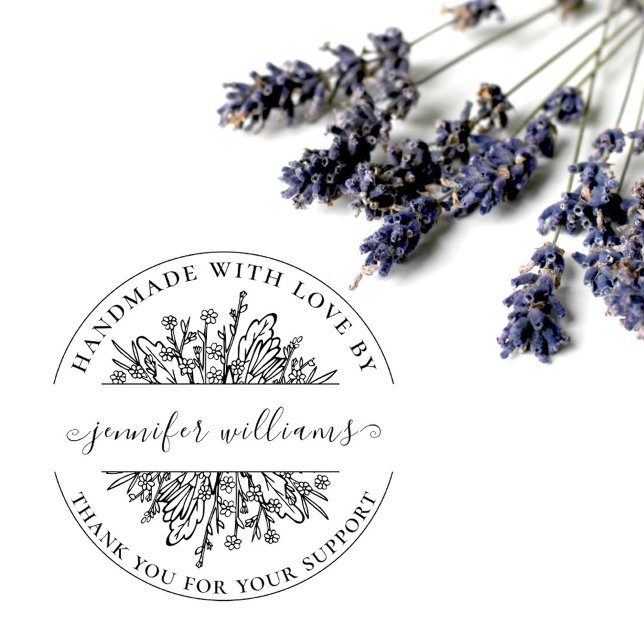 Elegantens Blommigt Vitaktig skript som hanteras m Stämpel (Skapare uppladdad)