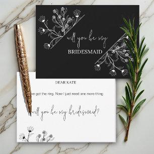 Elegantens Blommigt "Will to be my Bridesmaid" fri Inbjudningar