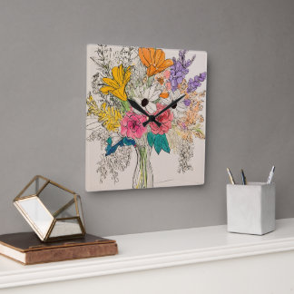 Elegantens Blommigtens klockbeskrivning för charm Fyrkantig Klocka