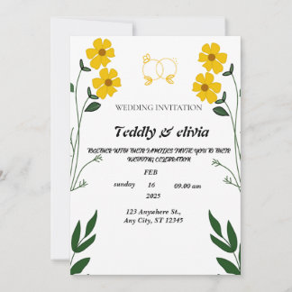 Elegantens blooms för Gult: Bröllopsinbjudan Inbjudningar