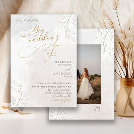 Elegantens botaniska Blommigt-skript Bröllop Inbjudningar