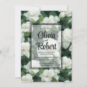 Elegantens botaniska vita blommigt av klassisk grö inbjudningar