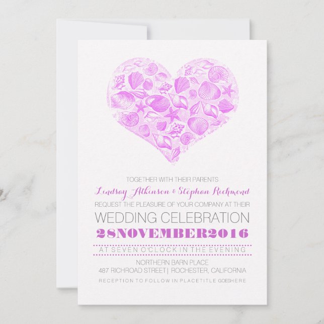 Elegantens bröllopsinbjudningar på stranden inbjudningar (Framsida)