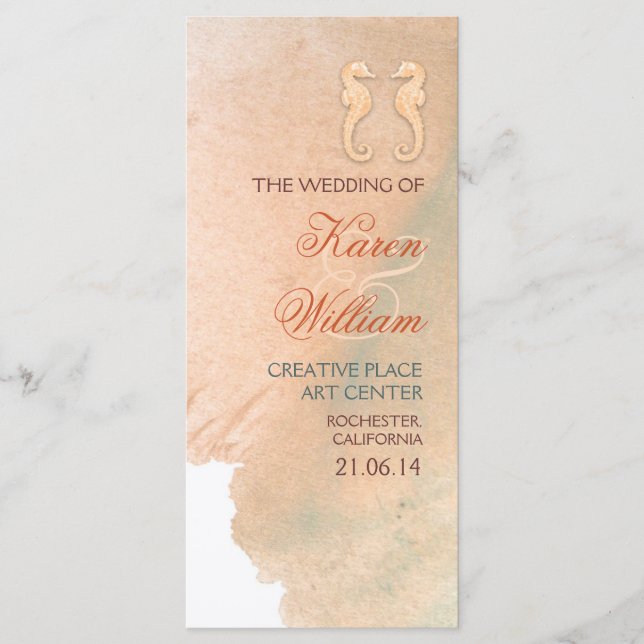 Elegantens bröllopsprogram på stranden program (Framsida)