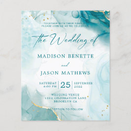 Elegantens BUDGET Ocean Teal Blue Guld Bröllop