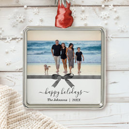 Elegantens buffelbåge, svart och vit julgransprydnad metall