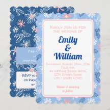 Elegantens chic blommigt - dammig inbjudan till Bl