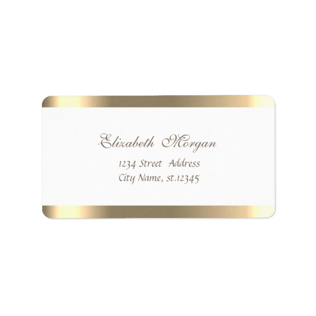 Elegantens Chic enkel,Vit,Randig Adressetikett (Framsidan)