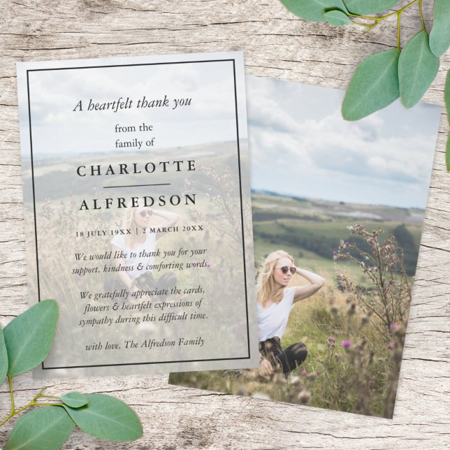 Elegantens Chic Funeral | Minimalistisk fotosympat Tack Kort (Skapare uppladdad)