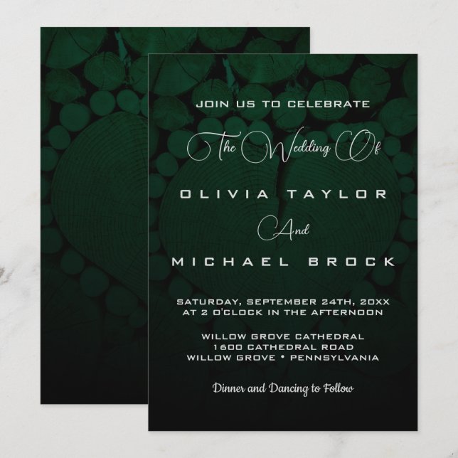 Elegantens chic, klassisk, rustik silver bröllop inbjudningar (Fram/baksida)