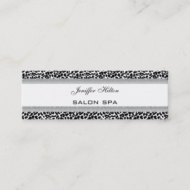 Elegantens chic lyxpapper contemporary leopard avt mini visitkort (Framsida)