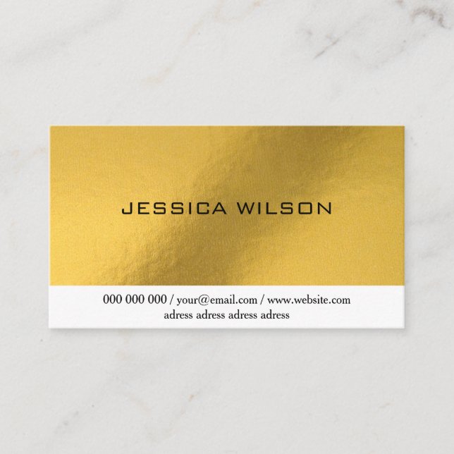 Elegantens chic med affärskortet guld ram visitkort (Framsida)