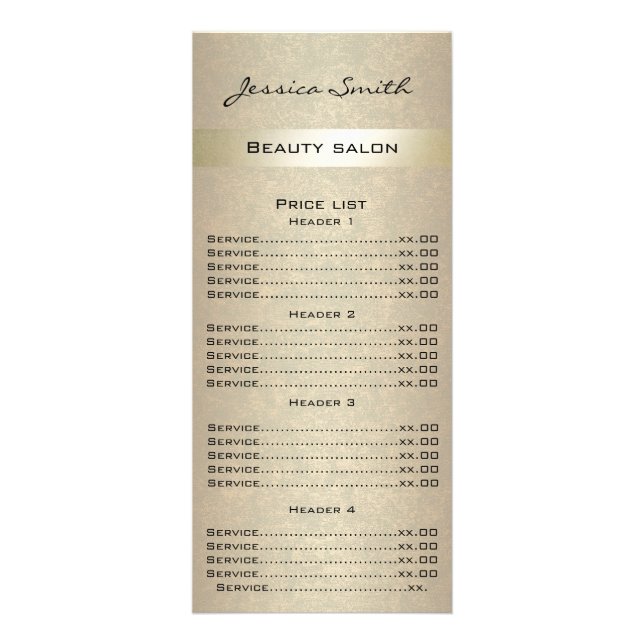 Elegantens chic: modernt lyxfaux-menykort för guld reklamkort (Framsidan)