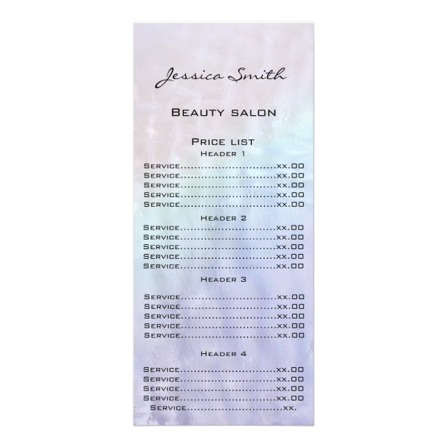 Elegantens chic - modernt lyxholografiskt menykort reklamkort (Framsidan)