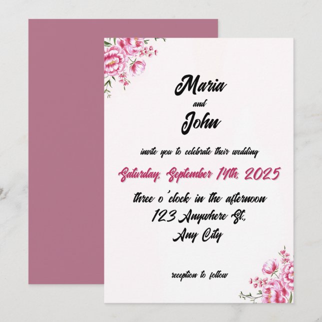 Elegantens Chic Romantic Minimalist Classic  Inbjudningar (Fram/baksida)