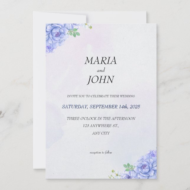 Elegantens Chic Romantic Minimalist Classic Lila Inbjudningar (Framsida)