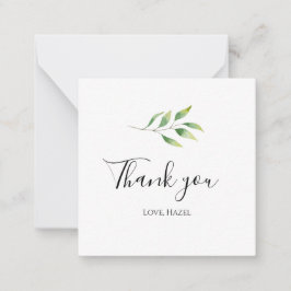 Elegantens chic romantiskt "Tack" vitt botaniskt Anteckningskort