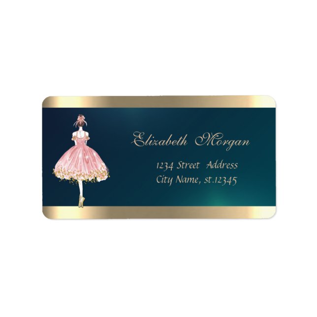 Elegantens Chic sofistikerad,Ballerinavärd Grönt Adressetikett (Framsidan)