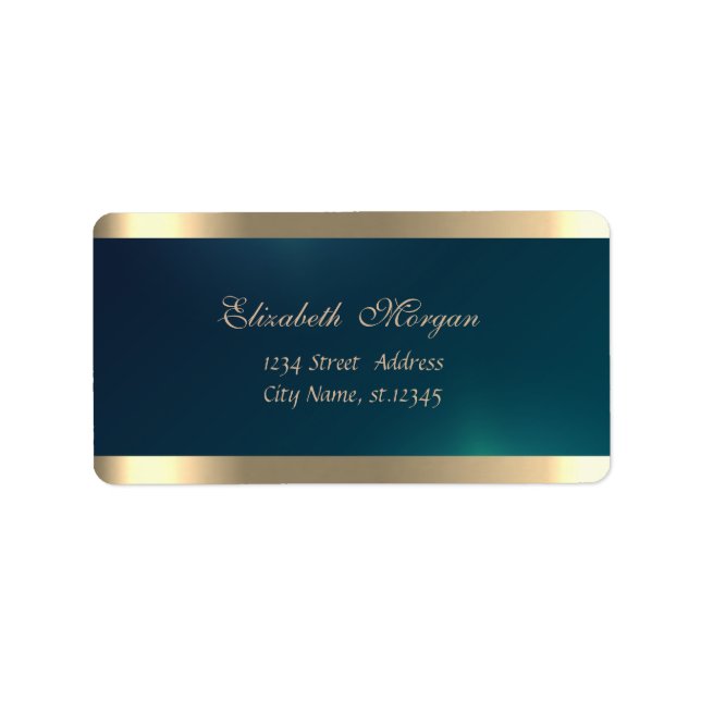 Elegantens Chic sofistikerad,Grönt Guld Adressetikett (Framsidan)