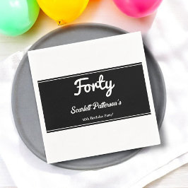 Elegantens Chic, svart och vit, modern 40:e födels Pappersservett