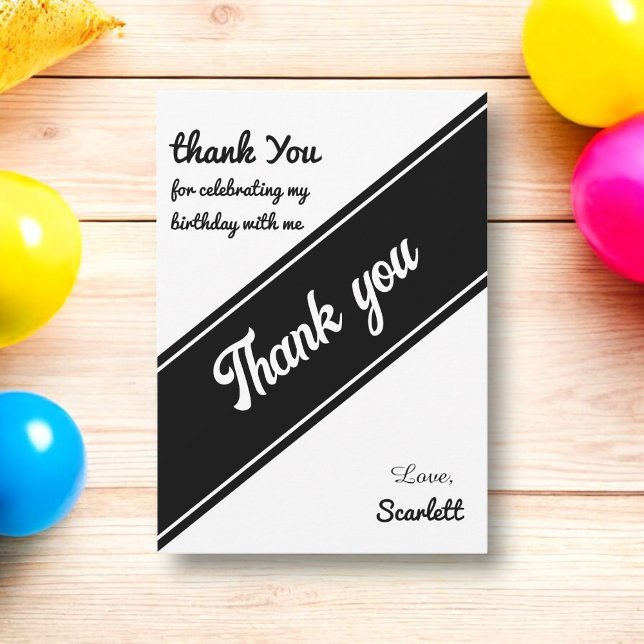 Elegantens Chic, svart och vit modern födelsedag Tack Kort (Skapare uppladdad)