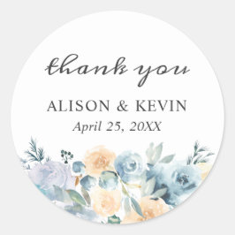 Elegantens Chic Vanilla Blue Blommigt Tack Runt Klistermärke