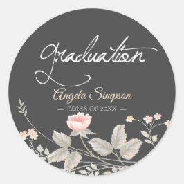 Elegantens chic vattenfärgsfärg Blommigt runt deka Klistermärke