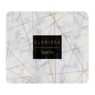 elegantens chick, vit marble faux guld geometrisk