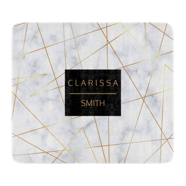 elegantens chick, vit marble faux guld geometrisk (Framsidan)