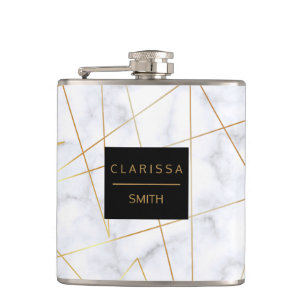 elegantens chick, vit marble faux guld geometrisk fickplunta