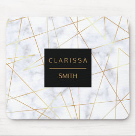 elegantens chick, vit marble faux guld geometrisk musmatta