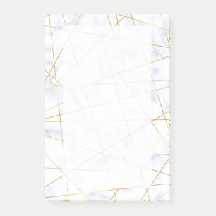 elegantens chick, vit marble faux guld geometrisk post-it block