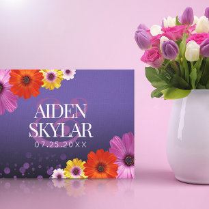 Elegantens Daisy med Lila Glitter Bröllop Canvastryck