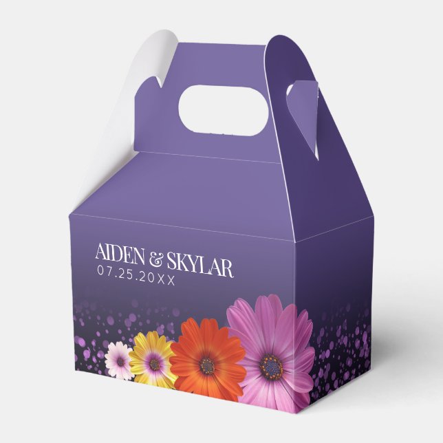 Elegantens Daisy med Lila Glitter Bröllop Presentaskar (Framsidan Sidan)