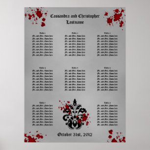 Elegantens damm Halloween-bröllop sittande diagram Poster
