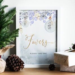 Elegantens dammiga, blå vinter-löv Favoriter Poster