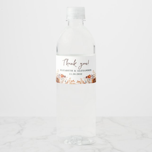 Elegantens datum för den automatiska blommigten na vattenflaska etikett (Framsida)